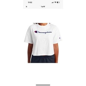 Champions Women's Script Logo The Cropped Tee White Size Sm NEW WITH TAGS